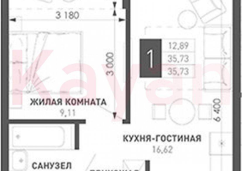Продажа 1-комн. квартиры, 31.95 кв.м фото 0