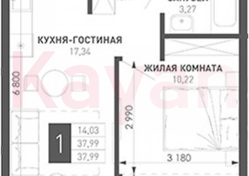 Продажа 1-комн. квартиры, 34.18 кв.м фото 0 Продажа 1-комн. квартиры, 34.18 кв.м фото 0