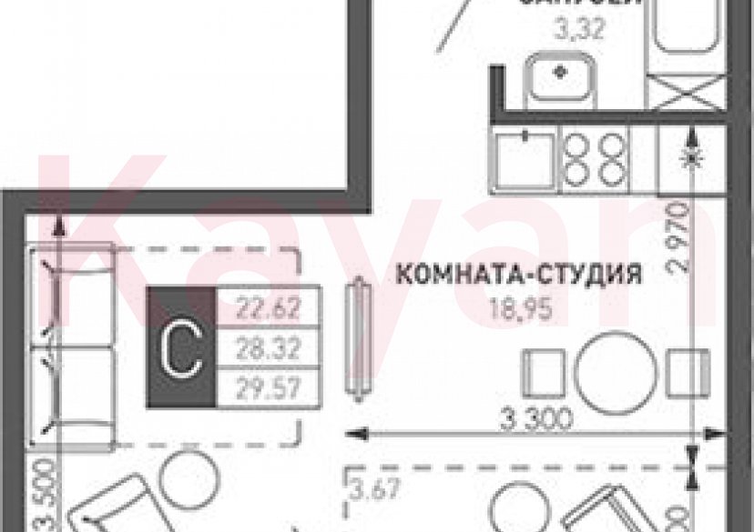 Продажа студии, 28.32 кв.м фото 0