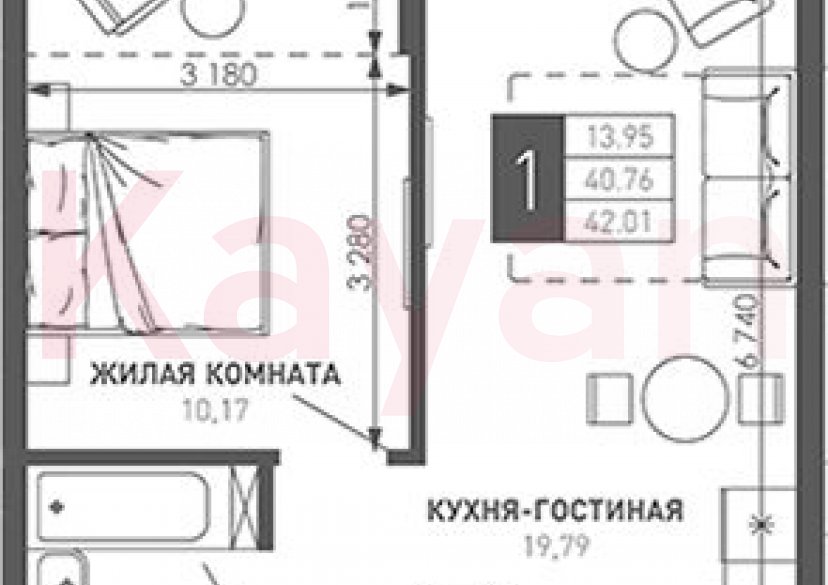 Продажа 1-комн. квартиры, 40.76 кв.м фото 0 Продажа 1-комн. квартиры, 40.76 кв.м фото 0