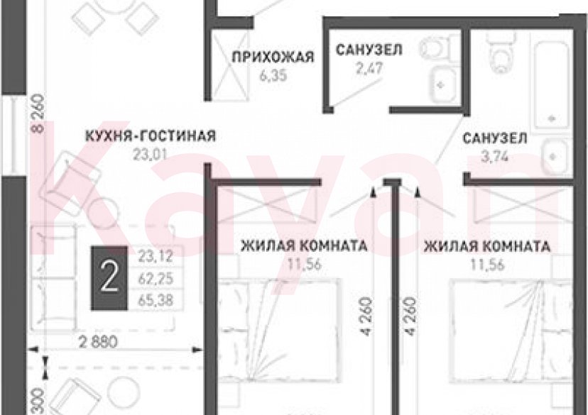 Продажа 2-комн. квартиры, 58.69 кв.м фото 0 Продажа 2-комн. квартиры, 58.69 кв.м фото 0