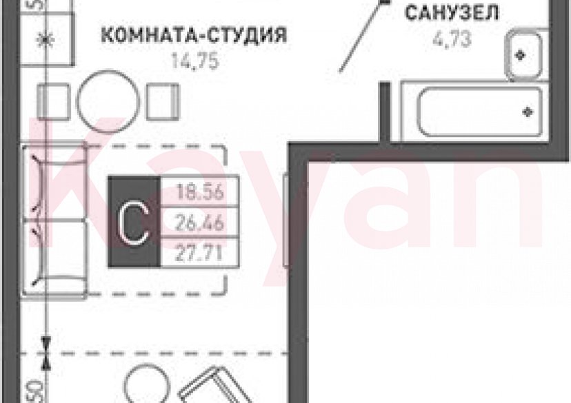 Продажа студии, 26.46 кв.м фото 0