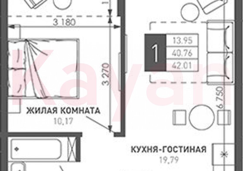 Продажа 1-комн. квартиры, 40.76 кв.м фото 0