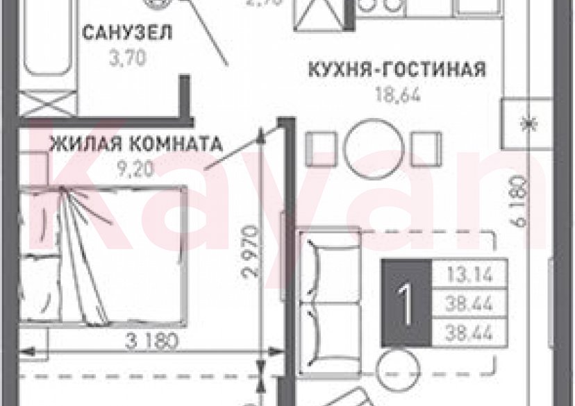 Продажа 1-комн. квартиры, 38.44 кв.м фото 0 Продажа 1-комн. квартиры, 38.44 кв.м фото 0