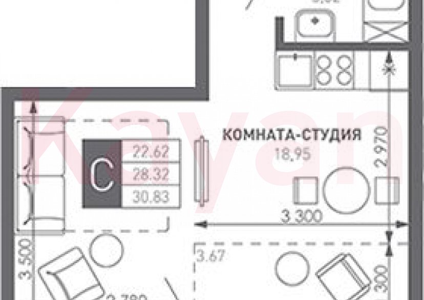 Продажа студии, 28.32 кв.м фото 0