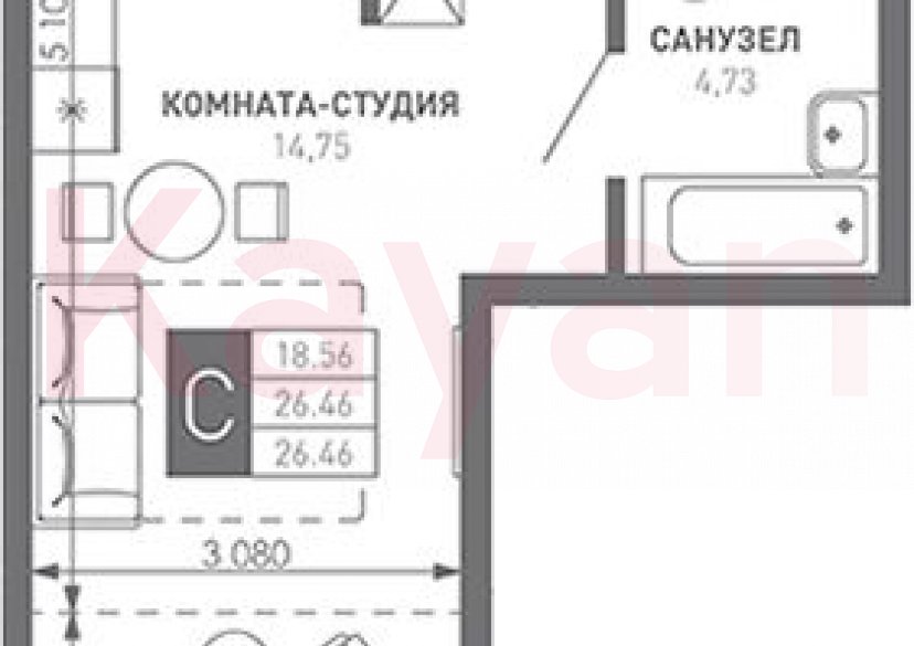 Продажа студии, 26.46 кв.м фото 0