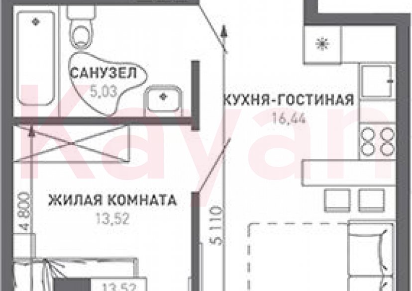 Продажа 1-комн. квартиры, 42.74 кв.м фото 0