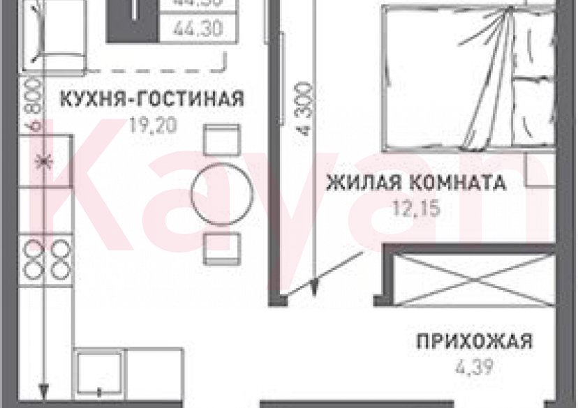 Продажа 1-комн. квартиры, 44.3 кв.м фото 0 Продажа 1-комн. квартиры, 44.3 кв.м фото 0