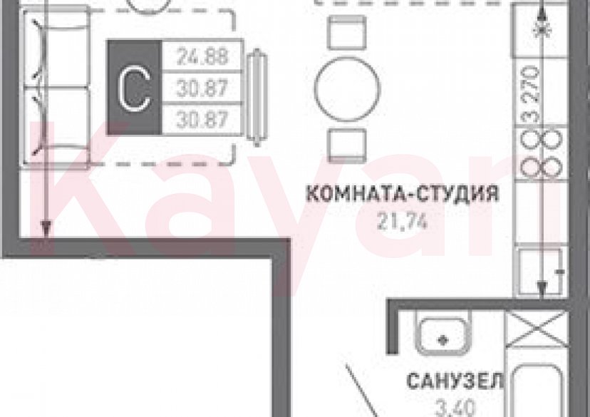 Продажа студии, 30.87 кв.м фото 0 Продажа студии, 30.87 кв.м фото 0