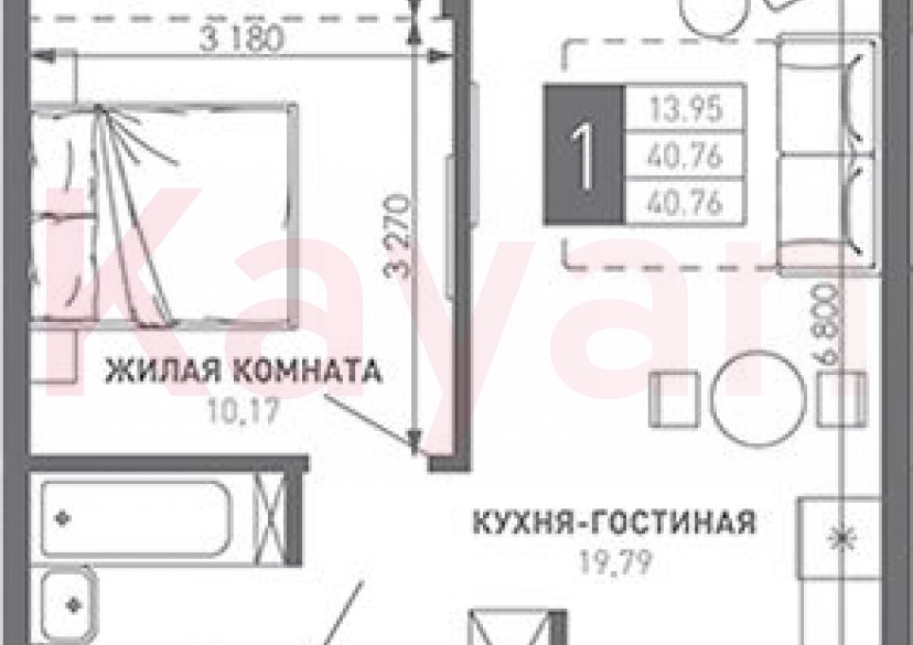 Продажа 1-комн. квартиры, 40.76 кв.м фото 0