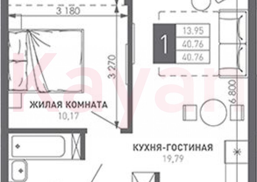 Продажа 1-комн. квартиры, 40.76 кв.м фото 0
