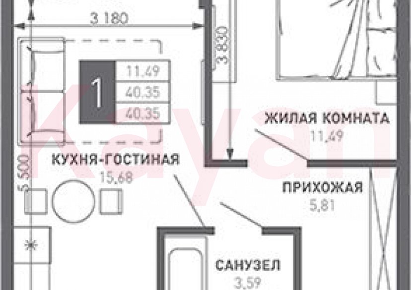 Продажа 1-комн. квартиры, 40.35 кв.м фото 0 Продажа 1-комн. квартиры, 40.35 кв.м фото 0