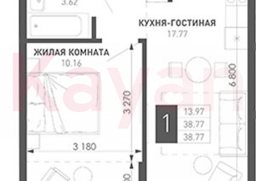 Продажа 1-комн. квартиры, 34.96 кв.м фото 0 Продажа 1-комн. квартиры, 34.96 кв.м фото 0