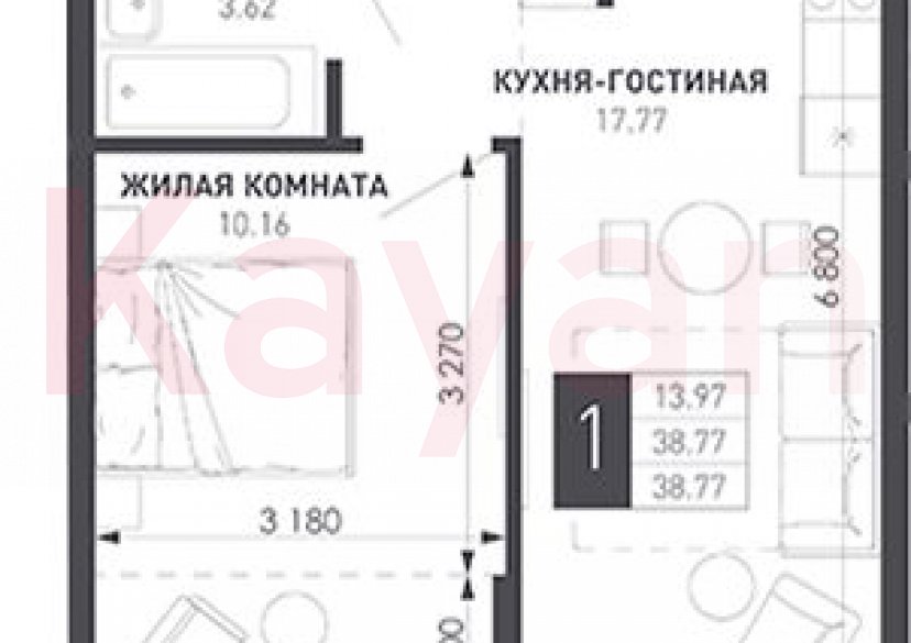 Продажа 1-комн. квартиры, 34.96 кв.м фото 0