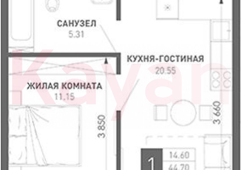 Продажа 1-комн. квартиры, 41.25 кв.м фото 0