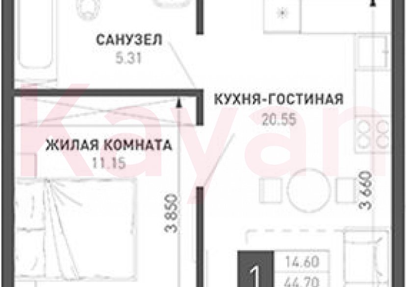 Продажа 1-комн. квартиры, 41.25 кв.м фото 0