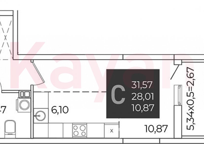 Продажа студии, 28.01 кв.м фото 0