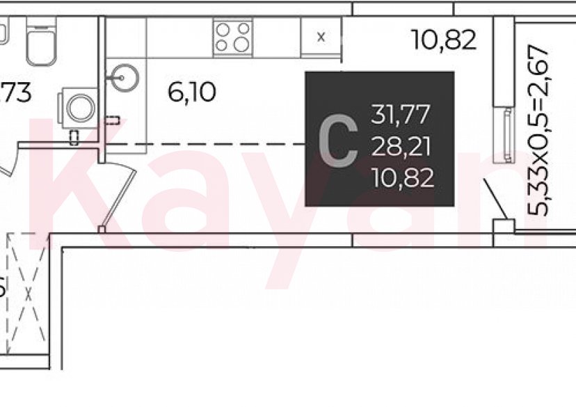 Продажа студии, 28.21 кв.м фото 0