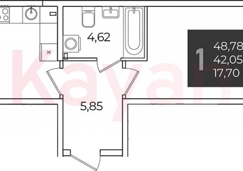 Продажа 1-комн. квартиры, 42.05 кв.м фото 0