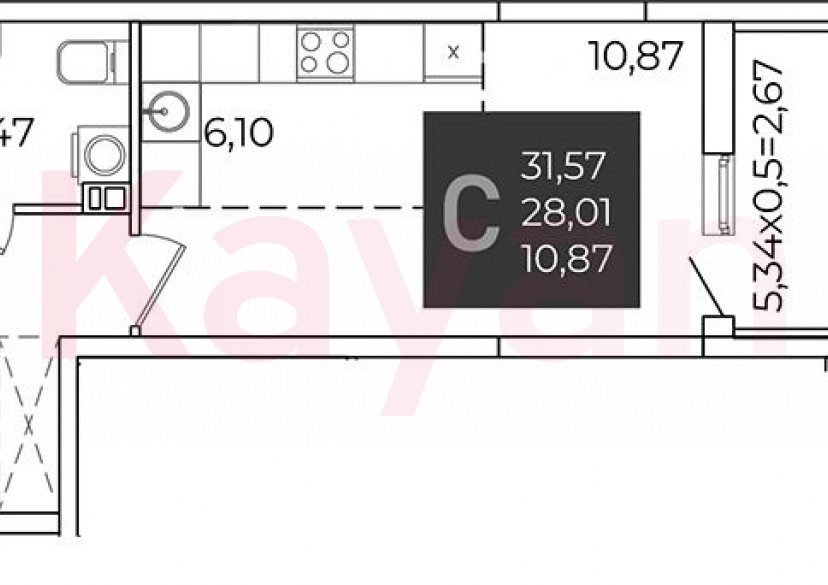 Продажа студии, 28.01 кв.м фото 0 Продажа студии, 28.01 кв.м фото 0