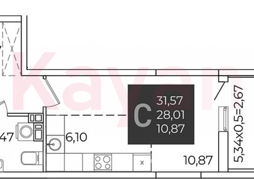 Продажа студии, 28.01 кв.м фото 0