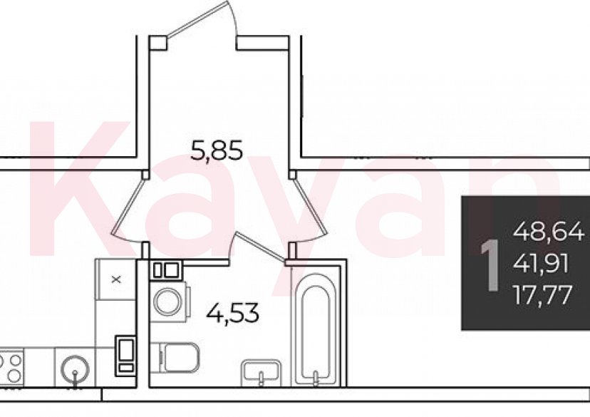 Продажа 1-комн. квартиры, 41.91 кв.м фото 0 Продажа 1-комн. квартиры, 41.91 кв.м фото 0