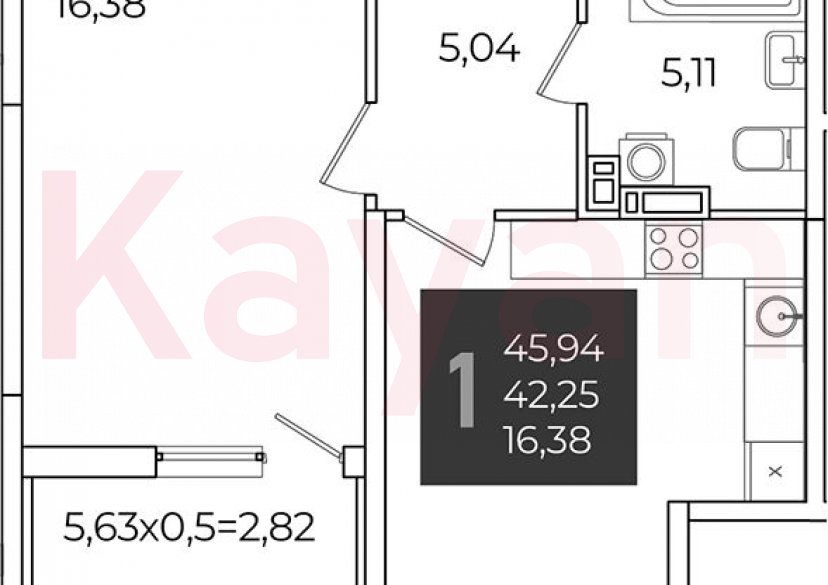 Продажа 1-комн. квартиры, 42.25 кв.м фото 0 Продажа 1-комн. квартиры, 42.25 кв.м фото 0