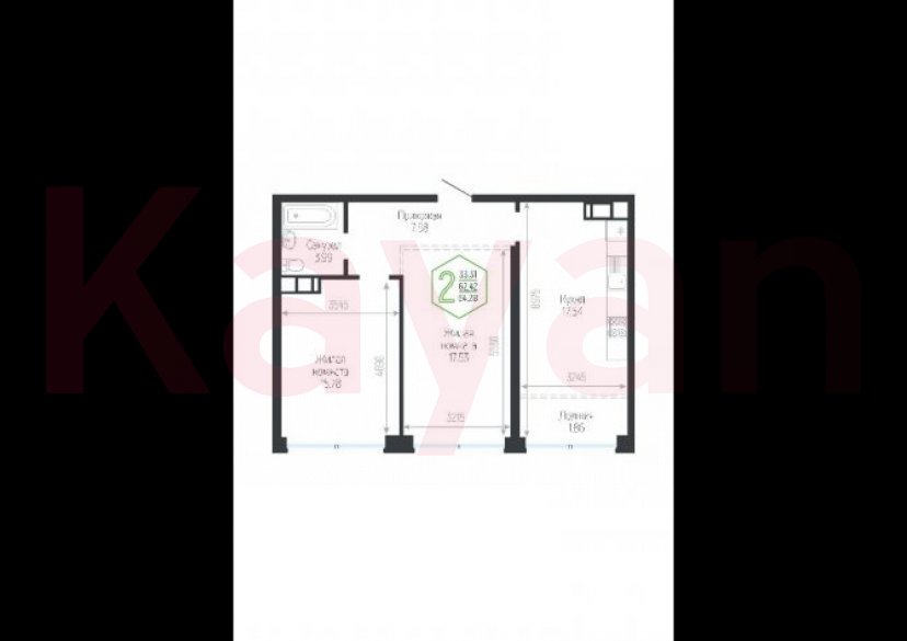 Продажа 2-комн. квартиры, 62.42 кв.м фото 0