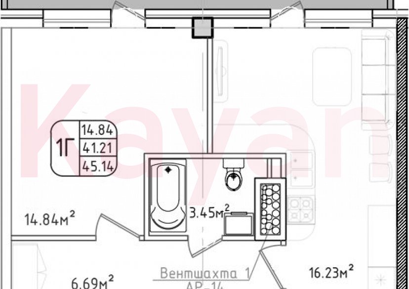 Продажа 1-комн. квартиры, 41.21 кв.м фото 0 Продажа 1-комн. квартиры, 41.21 кв.м фото 0