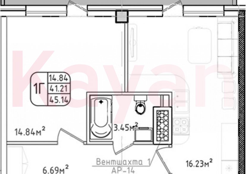 Продажа 1-комн. квартиры, 41.21 кв.м фото 0 Продажа 1-комн. квартиры, 41.21 кв.м фото 0