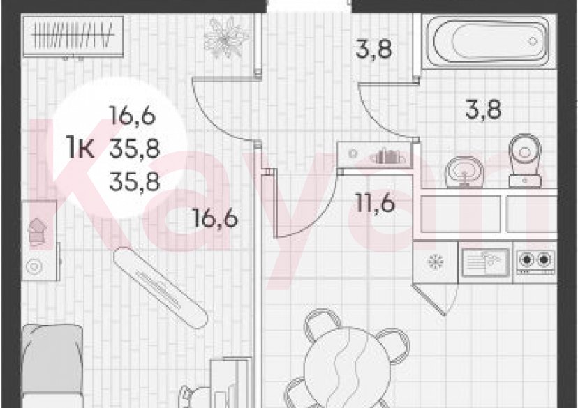 Продажа 1-комн. квартиры, 35.8 кв.м фото 0 Продажа 1-комн. квартиры, 35.8 кв.м фото 0
