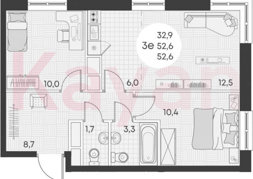 Продажа 3-комн. квартиры, 52.6 кв.м фото 0