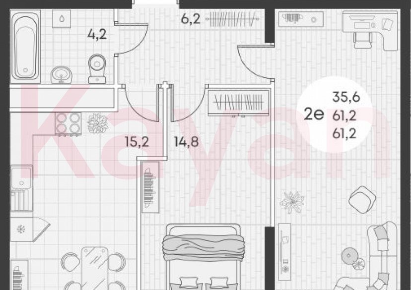 Продажа 2-комн. квартиры, 61.2 кв.м фото 0 Продажа 2-комн. квартиры, 61.2 кв.м фото 0