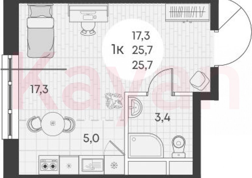Продажа студии, 25.7 кв.м фото 0 Продажа студии, 25.7 кв.м фото 0