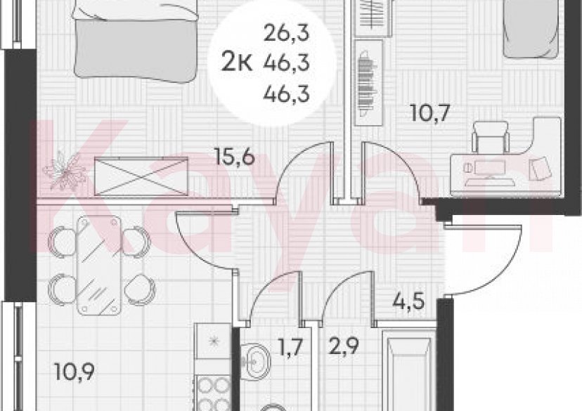 Продажа 2-комн. квартиры, 46.3 кв.м фото 0 Продажа 2-комн. квартиры, 46.3 кв.м фото 0