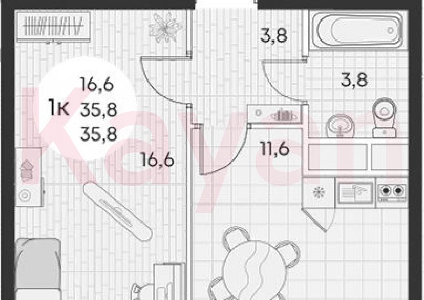 Продажа 1-комн. квартиры, 35.8 кв.м фото 0 Продажа 1-комн. квартиры, 35.8 кв.м фото 0