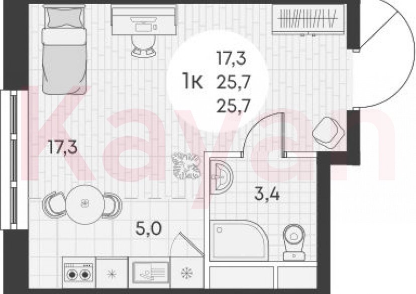 Продажа студии, 25.7 кв.м фото 0 Продажа студии, 25.7 кв.м фото 0