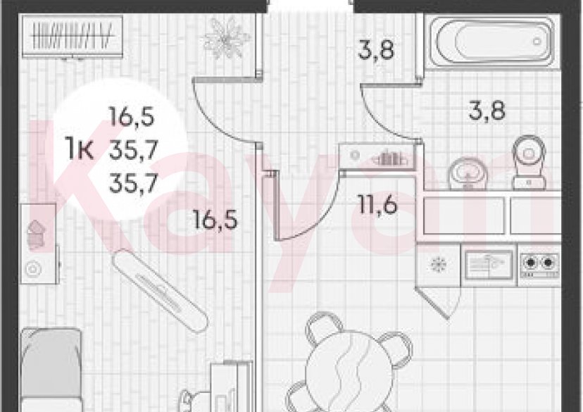 Продажа 1-комн. квартиры, 35.7 кв.м фото 0 Продажа 1-комн. квартиры, 35.7 кв.м фото 0