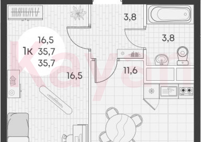 Продажа 1-комн. квартиры, 35.7 кв.м фото 0 Продажа 1-комн. квартиры, 35.7 кв.м фото 0