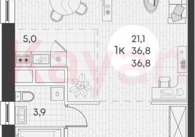 Продажа студии, 36.8 кв.м фото 0 Продажа студии, 36.8 кв.м фото 0