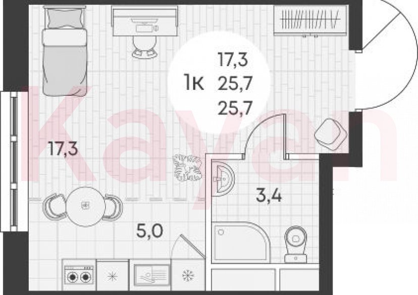 Продажа студии, 25.7 кв.м фото 0 Продажа студии, 25.7 кв.м фото 0