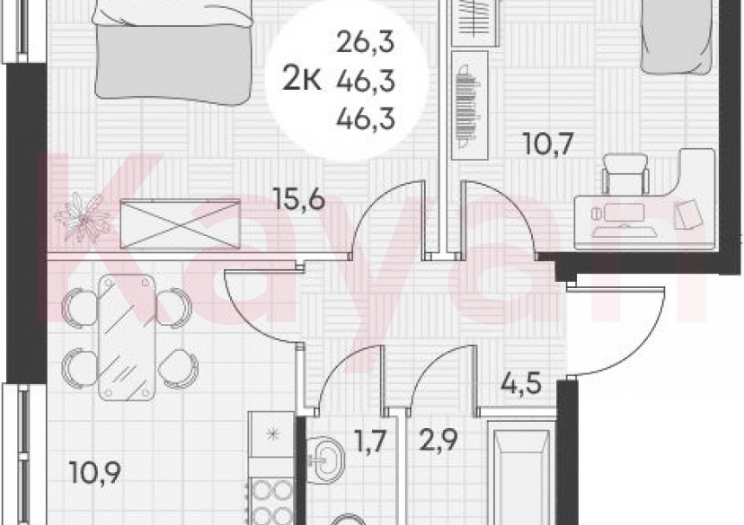 Продажа 2-комн. квартиры, 46.3 кв.м фото 0 Продажа 2-комн. квартиры, 46.3 кв.м фото 0