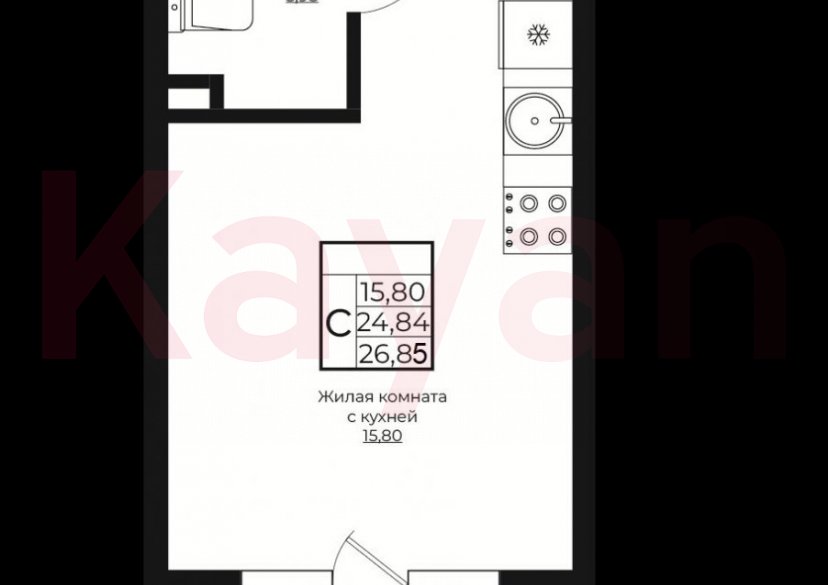 Продажа студии, 24.86 кв.м фото 0