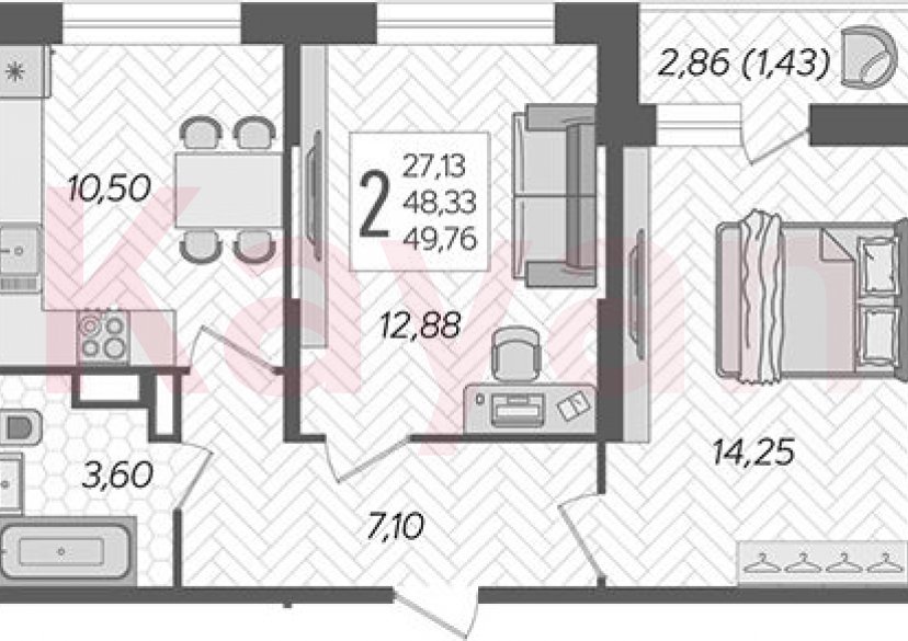 Продажа 2-комн. квартиры, 48.33 кв.м фото 0 Продажа 2-комн. квартиры, 48.33 кв.м фото 0