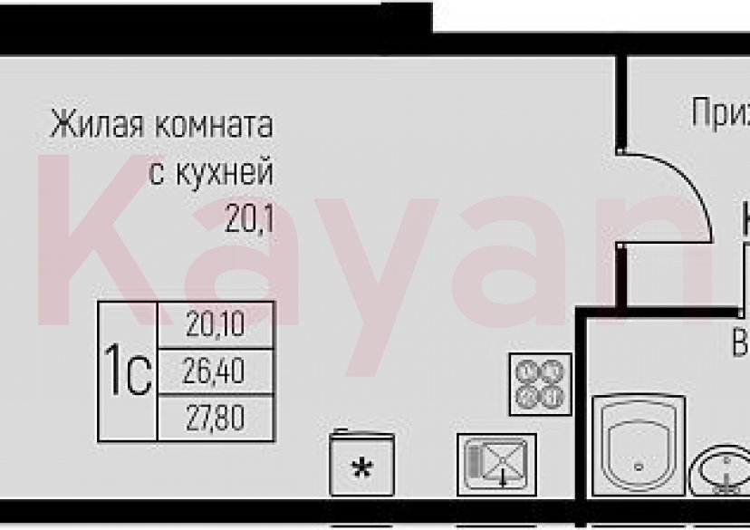 Продажа студии, 28.1 кв.м фото 0 Продажа студии, 28.1 кв.м фото 0