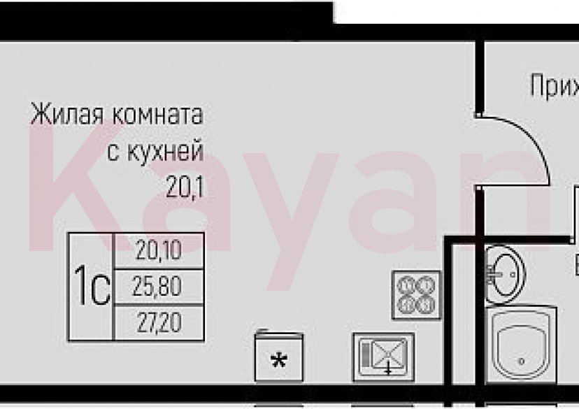 Продажа студии, 27.5 кв.м фото 0 Продажа студии, 27.5 кв.м фото 0