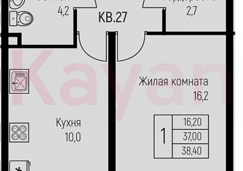 Продажа 1-комн. квартиры, 39.1 кв.м фото 0