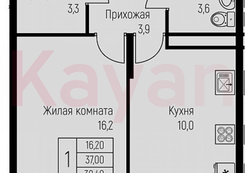 Продажа 1-комн. квартиры, 39.1 кв.м фото 0 Продажа 1-комн. квартиры, 39.1 кв.м фото 0