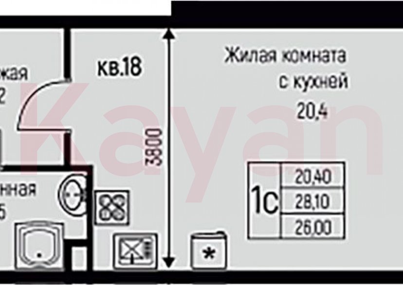Продажа студии, 28.1 кв.м фото 0