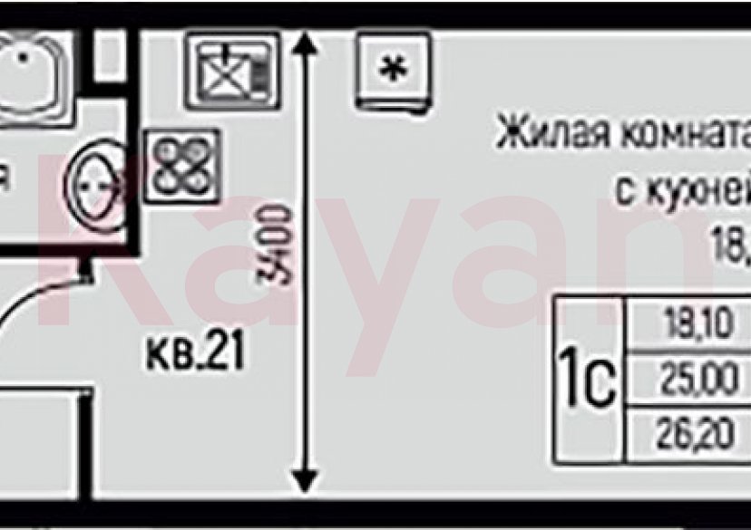 Продажа студии, 25 кв.м фото 0 Продажа студии, 25 кв.м фото 0